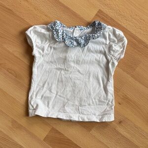 Jacadi White Kids Shirt with Blue Floral Collar